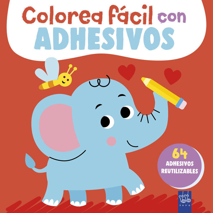 Colorea f&aacute;cil con adhesivos. Elefante