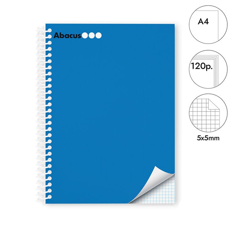 Notebook A4 Abacus tapa extradura 120 hojas 5x5 azul