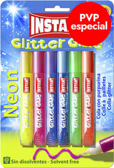 Cola Instant Glitter Neon de 6 colors