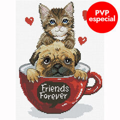 Kit Punto de cruz Ladybird Gato y Perro
