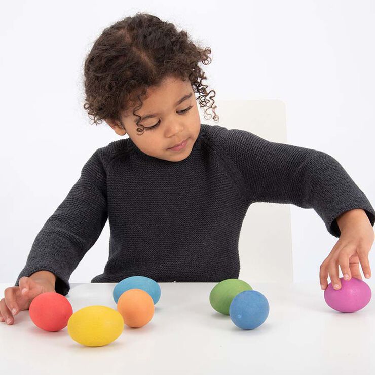 Ous de fusta de colors 7 unitats