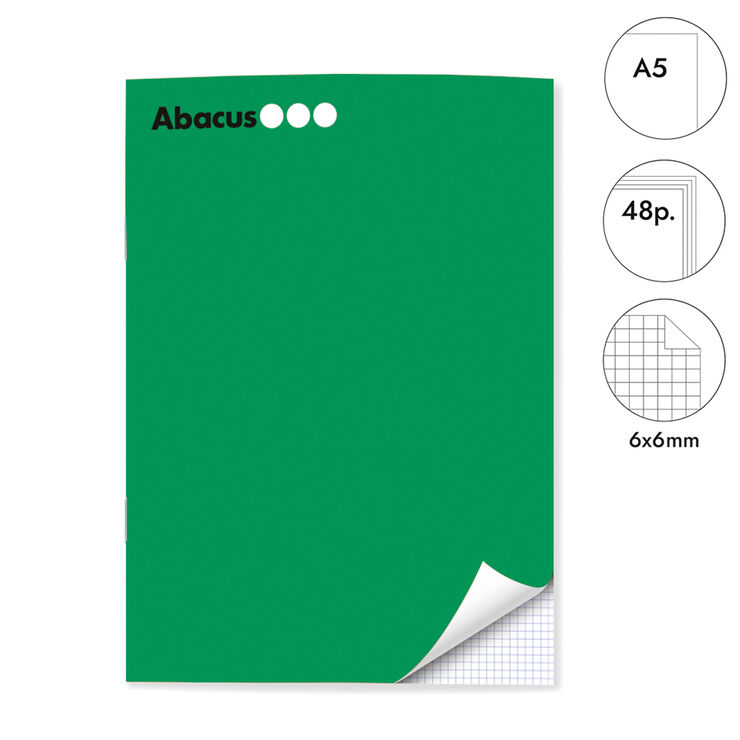 Libreta grapada Abacus A5 48 hojas 6x6mm verde