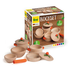 Juego de cocina de madera natural
