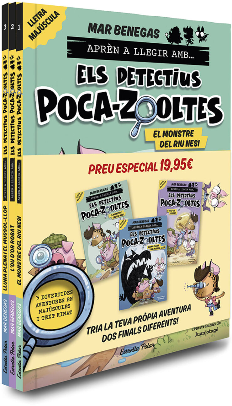 Pack Apr&egrave;n a llegir amb... Els detectius Poca-zooltes!  1,2 i 3: En lletra MAJ&Uacute;SCULA