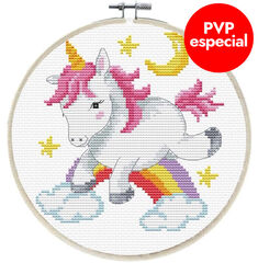 Kit Punto de cruz Ladybird bastidor Unicornio