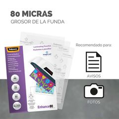 Funda plastificar Fellowes A4 80 micres 25u