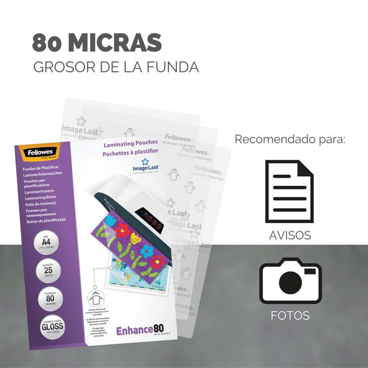 Funda plastificar Fellowes A4 80 micres 25u