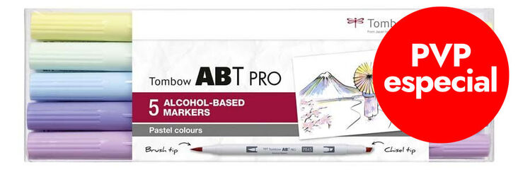 Rotulador Tombow Abt Pro Dual Brush pastel 5 colores