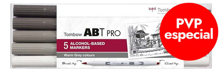 Retolador Tombow Abt Pro Dula Brush grisos c&agrave;lids 5 colors