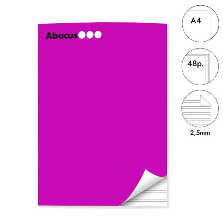 Libreta grapada Abacus A4 48 hojas pauta 2,5mm lila