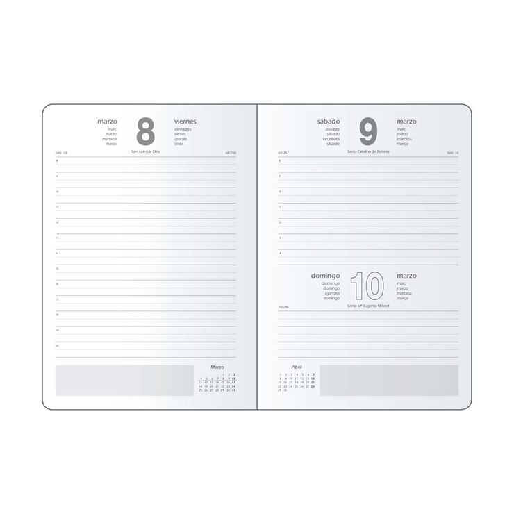 Agenda Manhattan 14x20 dia/p&agrave;g castell&agrave; 2025 negre