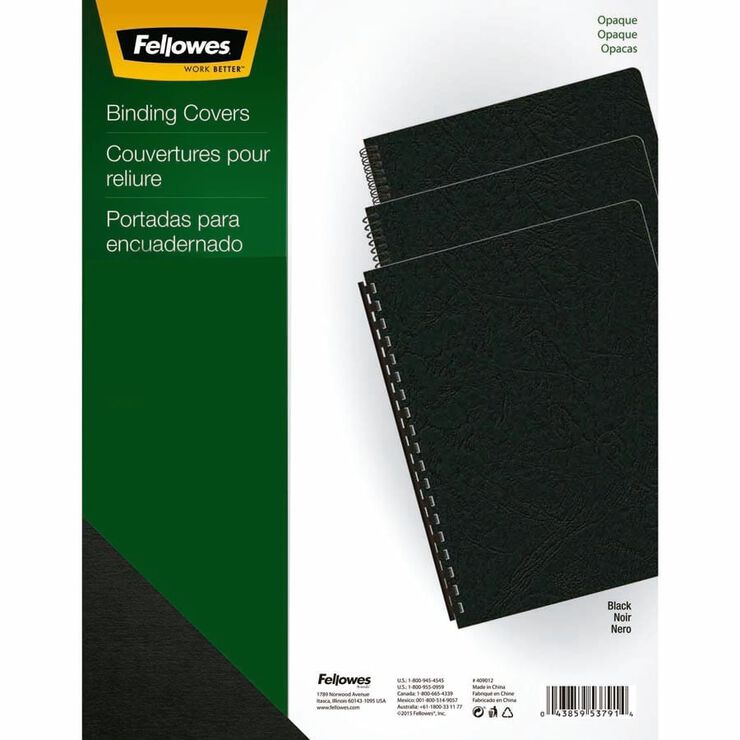 Tapes d'enquadernar A4 Fellowes PVC 180 micres negre 100u