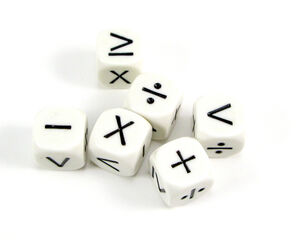 Dado 6 caras signos matem&aacute;ticos 6 unidades