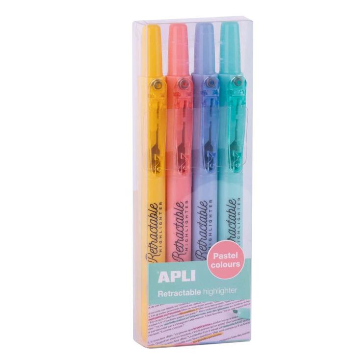 Marcador retr&agrave;ctil fluorescent pastel Apli 4 colors