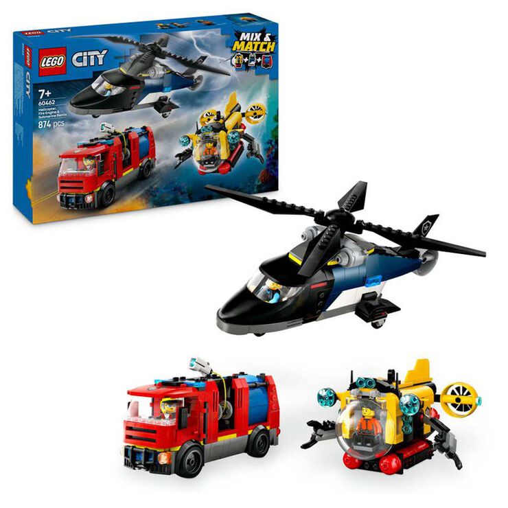 LEGO&reg; LEGO City Remix: Helic&oacute;ptero, Cami&oacute;n de Bomberos y Submarino 60462