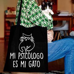 Tote bag ''Mi psic&oacute;logo es mi gato''