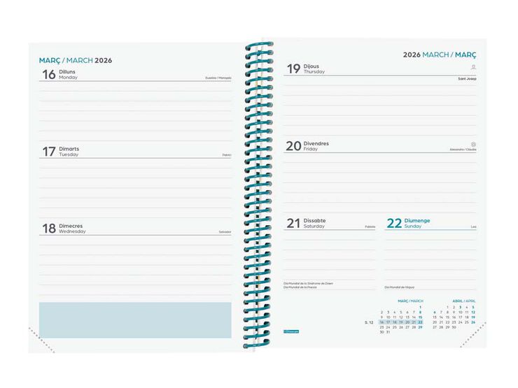 Agenda Finocam escolar Diva 1/4 sem/vista cat 2025-26 colors