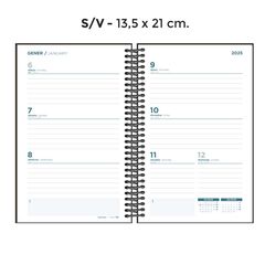 Agenda espiral Senfort A5 setm/vista catal&agrave; 2025 Metall negre