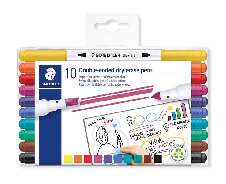 Retoladors Pissarra blanca doble punta Staedtler 10 colors