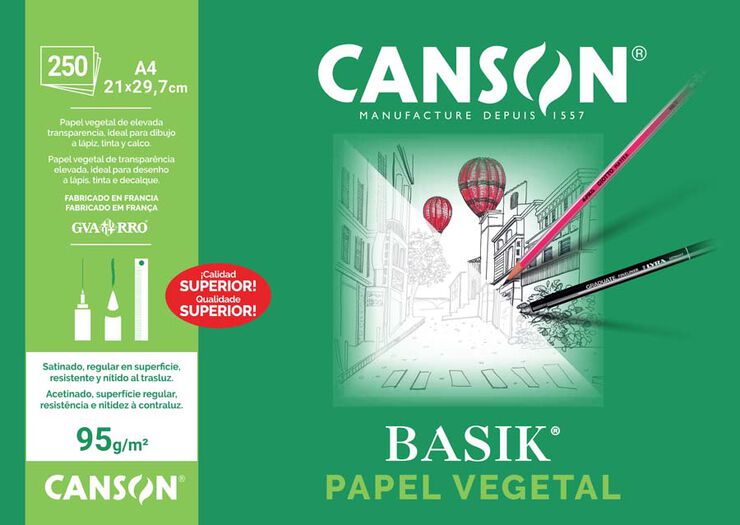 Paper vegetal Canson A4 250 fulls