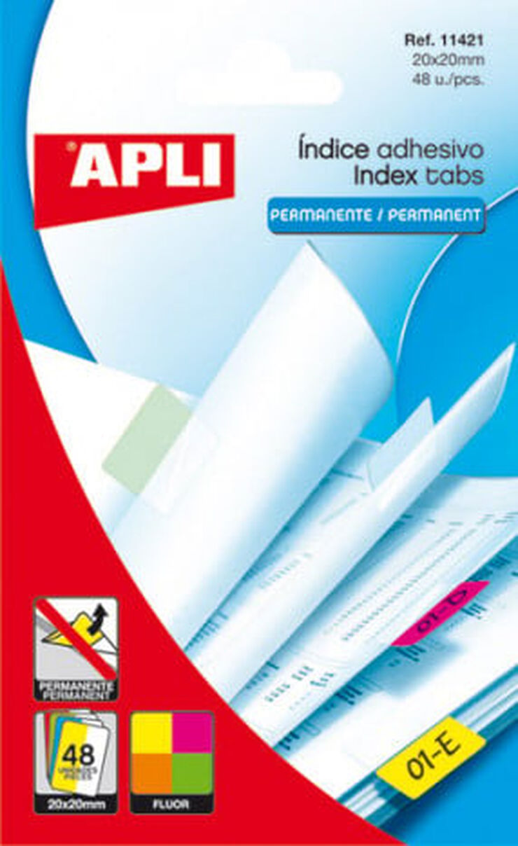 &Iacute;ndex adhesiu r&iacute;gid Apli 12x25mm blanc