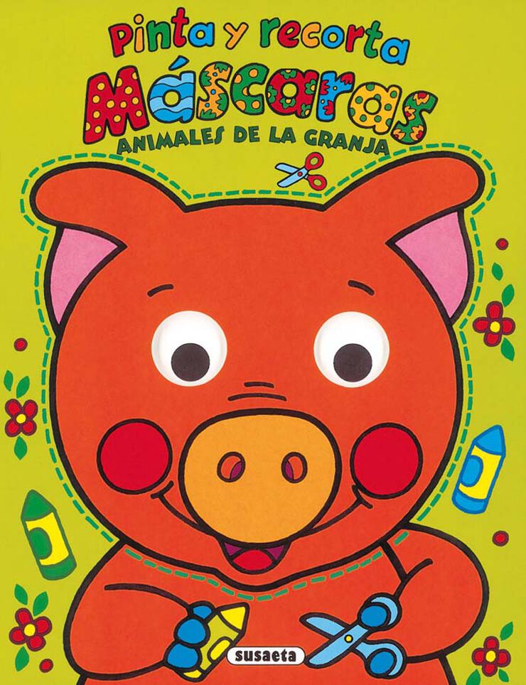 Animales de la granja pinta y recorta m&aacute;scaras
