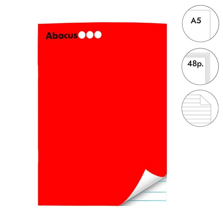 Libreta grapada Abacus A5 48 hojas raya rojo