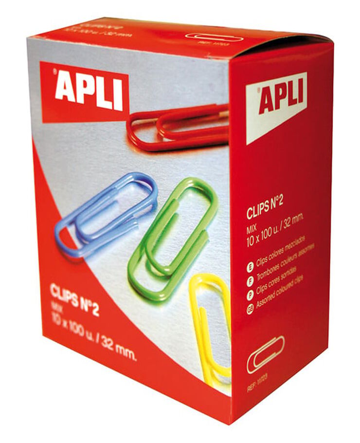 Clips Apli N&uacute;m.2 32mm colors assortits 100u