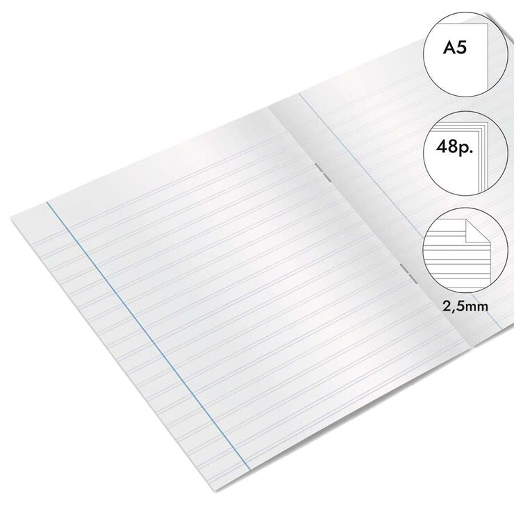 Libreta grapada Abacus A5 48 hojas pauta 2,5mm azul