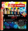 L&aacute;pices Stabilo Woody 3 en 1 Arty 6 colores