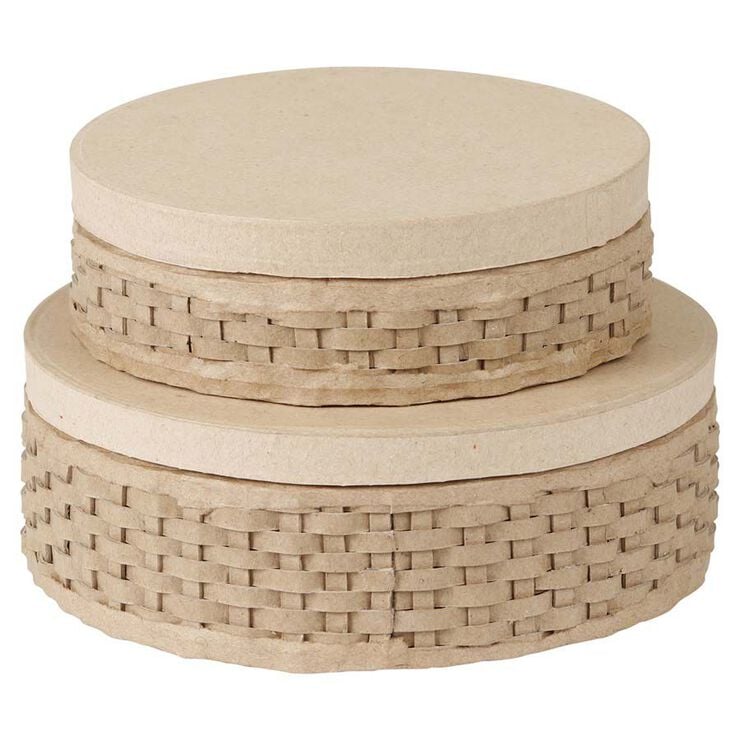 Cajas redondas trenzadas papel mach&eacute; D&eacute;copatch Pack 2u
