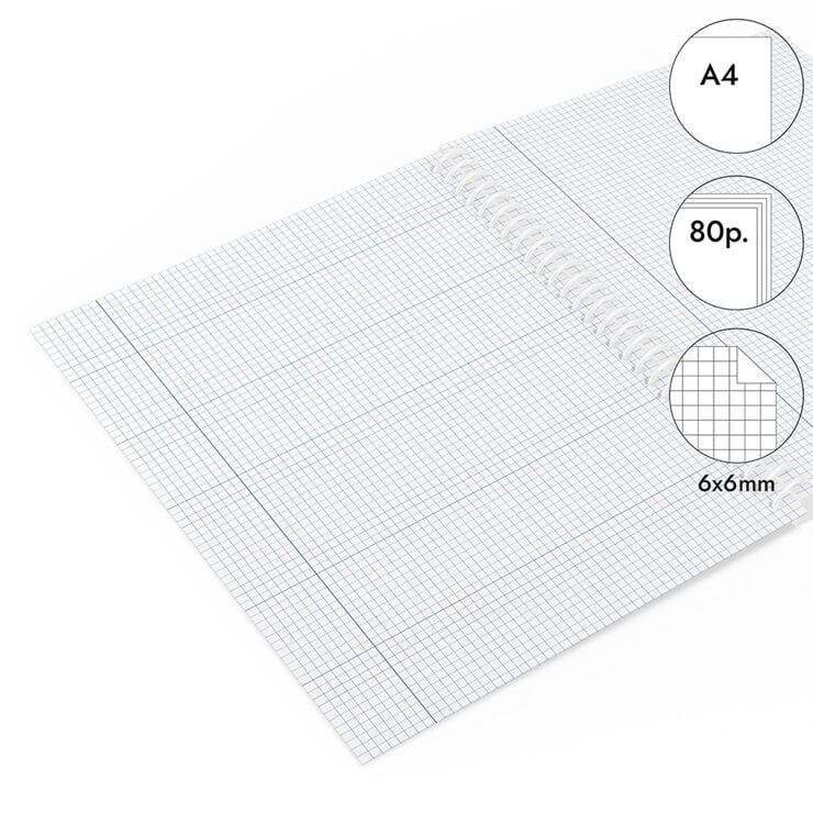 Libreta espiral Abacus A4 80 hojas 6x6mm lila