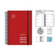 Agenda Escolar 24-25 16m semana vista catal&aacute;n Iki Academic rojo
