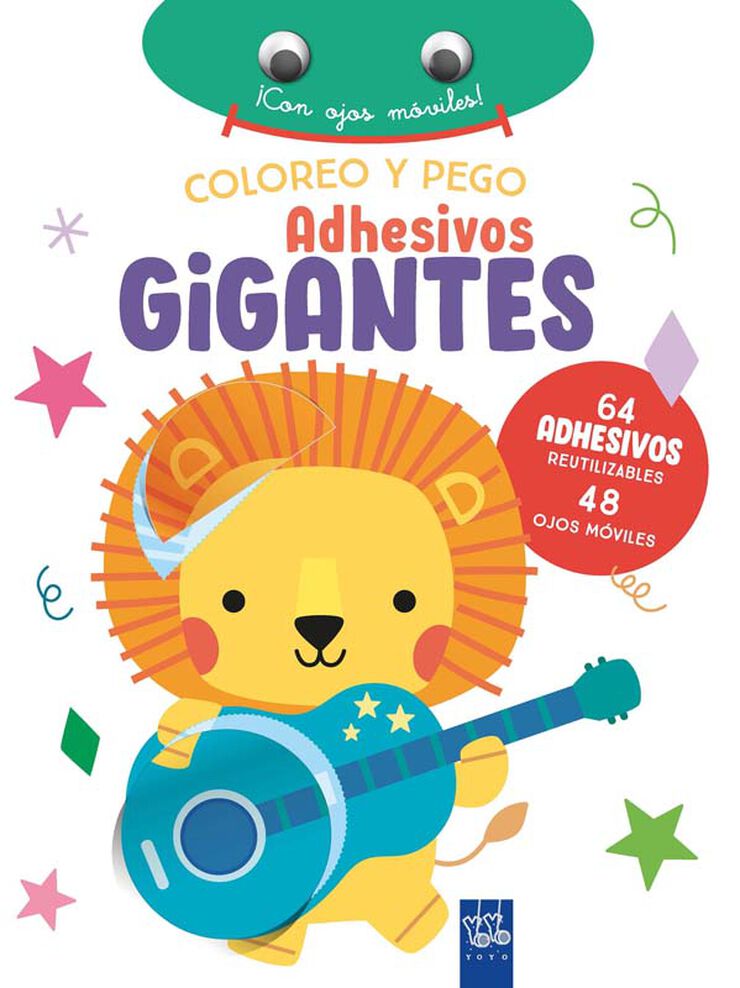 Coloreo y pego adhesivos gigantes. Le&oacute;n