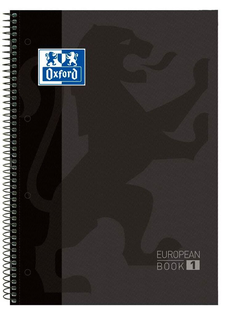 Notebook Oxford EuropeanBook 1 A4 80 fulls 5x5 gris fosc