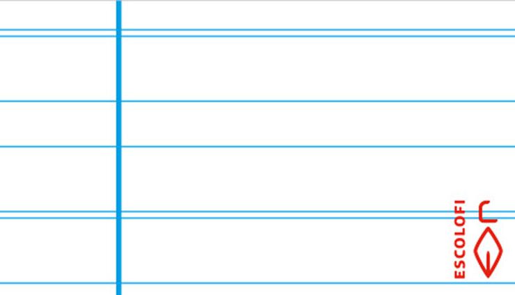 Llibreta grapada Escolofi A5 32 fulls montessori pauta 3,5mm marge lila