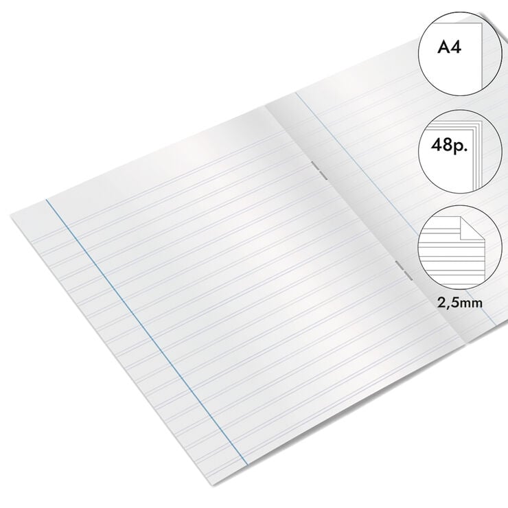 Libreta grapada Abacus A4 48 hojas pauta 2,5mm azul