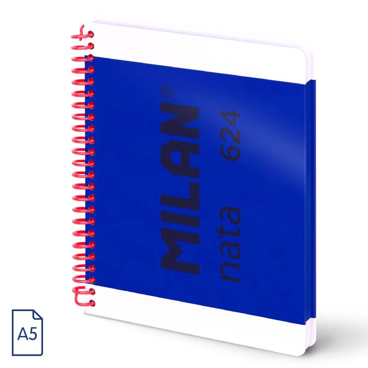 Llibreta A5 espiral 80 fulls 5x5mm Milan Nata 624 blau