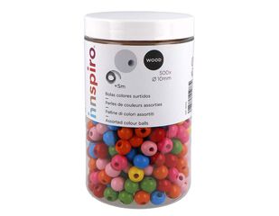 Abalorios madera colores Innspiro 500u + Hilo