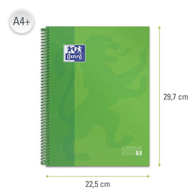 Notebook Oxford EuropeanBook 1 A4 80 fulls 5x5 verd poma