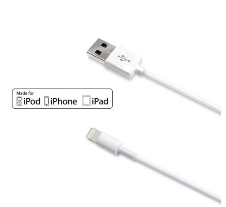 Cable Usb A&nbsp;Lightning&nbsp;1M Blanc&nbsp;Celly