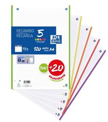 Recanvi de Paper Oxford A4 5x5mm 5 colors 120 fulls