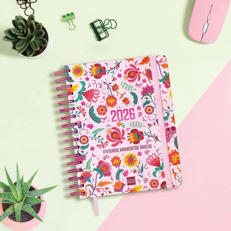 Agenda Finocam 16 mesos Vitae 1/4 setm/vista cas 2025-26 rosa