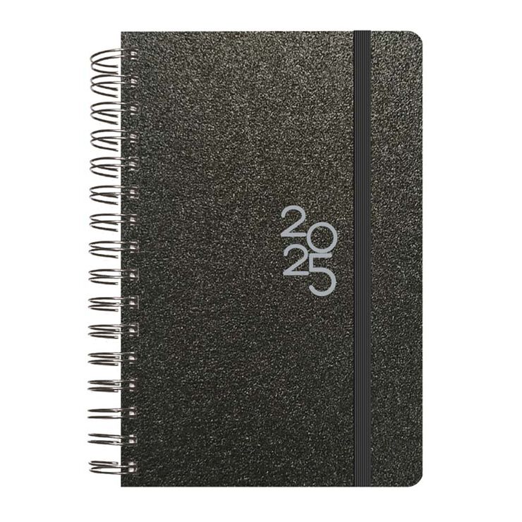 Agenda espiral Senfort A5 setm/vista catal&agrave; 2025 Metall negre