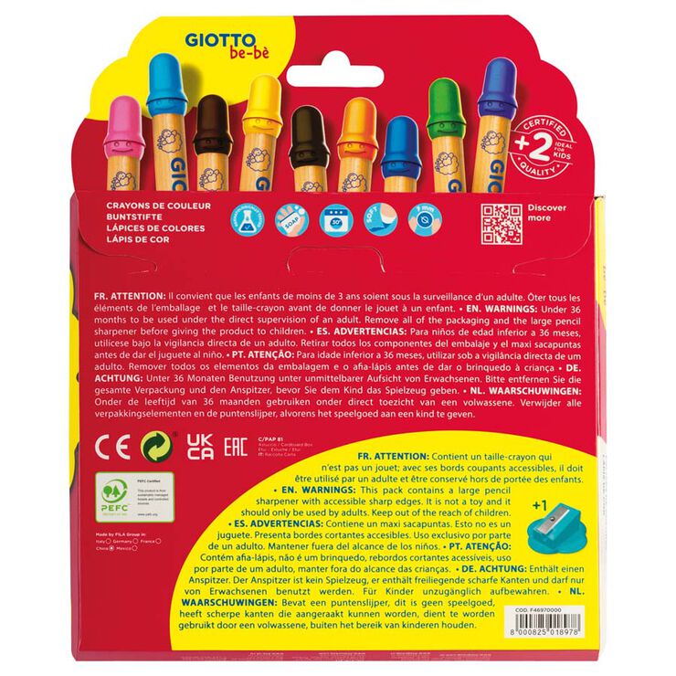 Llapis de colors Giotto Be-b&eacute; 12 colors