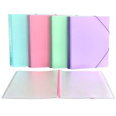 Carpeta 20 fundes espiral amb goma A4 pastel