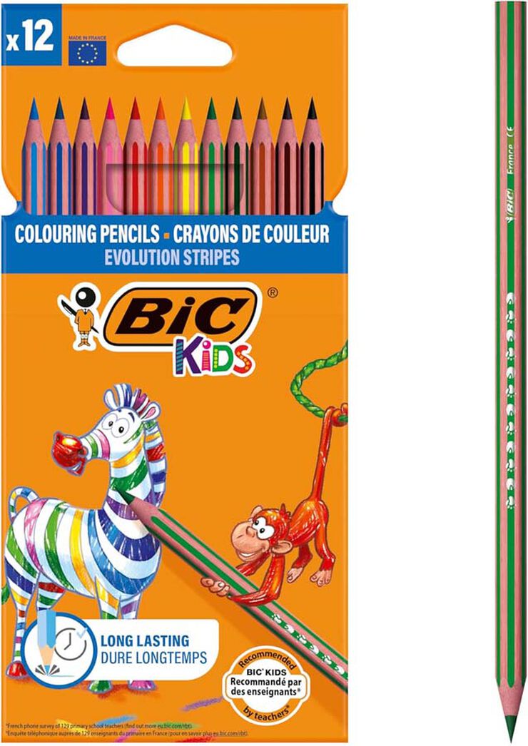 Llapis de colors Bic Kids Evolution Stripes 12 colors