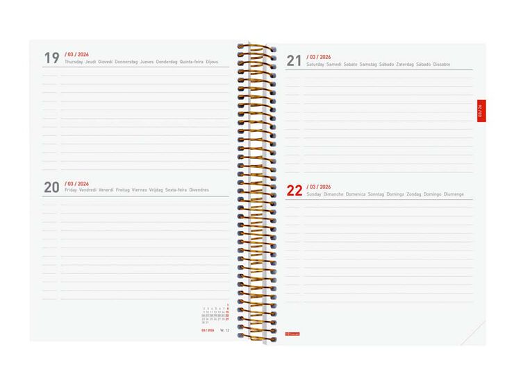 Agenda Finocam espiral 18 meses E10 2d&iacute;a/p&aacute;g mult 2025-26 girl