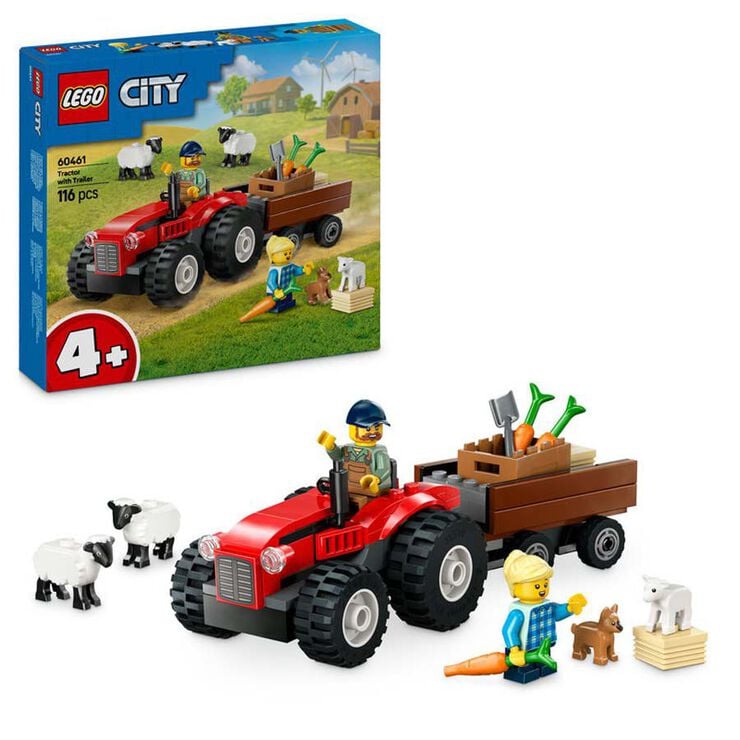 LEGO&reg; LEGO City Tractor Rojo con Remolque y Oveja 60461