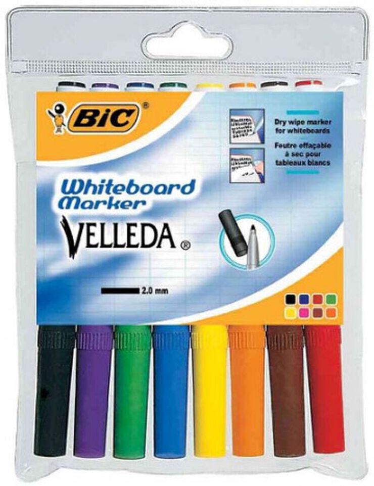 Rotuladores pizarra blanca Bic Velleda 8 colores